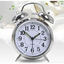 UltraNova Şık Metal Alarmlı Masa Saati, Nostaljik ve Dekoratif Tasarım, Beyaz Renk