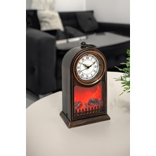 UltraNova Şömine Efektli 26 cm Masa Saati, Siyah, Analog, Modern Dekorasyon Aksesuarı