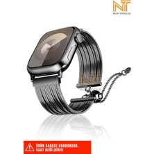 Nezih Case Apple Watch Watch Seri 5/6/7/8/9/se 38/40/41mm Seri 10 42 / Seri 11 42mm Uyumlu Metal Hasır Kordon