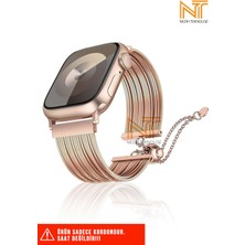 Nezih Case Watch 5/6/7/8/9/10/se/ultra/ultra2 44/45/49mm / Seri 10 46 / Seri 11 46mm Uyumlu Metal Hasır Kordon