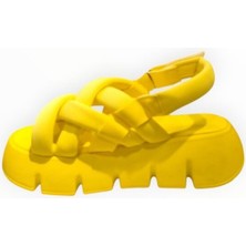 Kadın Çapraz Bant Yüksek Tabanlı Sandalet Neon Sarı - 40