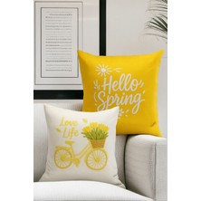 Çift Tarafı Dijital Baskılı  4'lü Kırlent Kılıfı Seti (Panç /punch Nakış Desen Görünümlü)