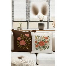 Çift Tarafı Dijital Baskılı  4'lü Kırlent Kılıfı Seti (Panç /punch Nakış Desen Görünümlü)