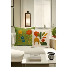 Çift Tarafı Dijital Baskılı  4'lü Kırlent Kılıfı Seti (Panç /punch Nakış Desen Görünümlü)