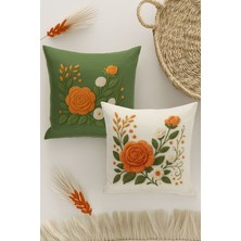 Çift Tarafı Dijital Baskılı  4'lü Kırlent Kılıfı Seti (Panç /punch Nakış Desen Görünümlü)