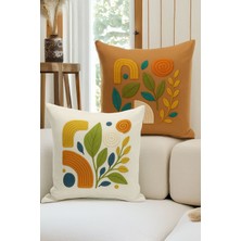 Çift Tarafı Dijital Baskılı  4'lü Kırlent Kılıfı Seti (Panç /punch Nakış Desen Görünümlü)