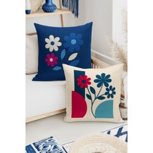 Çift Tarafı Dijital Baskılı  4'lü Kırlent Kılıfı Seti (Panç /punch Nakış Desen Görünümlü)