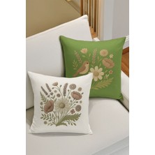 Çift Tarafı Dijital Baskılı  4'lü Kırlent Kılıfı Seti (Panç /punch Nakış Desen Görünümlü)