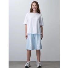 Kız Çocuk Şeritli Oversize Tasarım Şortlu Takım