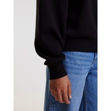 Unisex Siyah 3 Iplik Şardonlu Pamuklu Sweatshirt