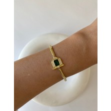 Özel Seri Yeşil Taşlı Gold Bileklik