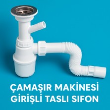 Koku Önleyici Çamaşır Makinesi Girişli Taslı Sifon - Dayanıklı ve Verimli Su Drenajı