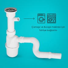 Koku Önleyici Çamaşır Makinesi Girişli Taslı Sifon - Dayanıklı ve Verimli Su Drenajı