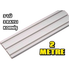 3 Raylı Korniş Perde Rayı 2 Metre Kaliteli Sağlam Ambalaj