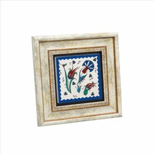 Osmanlı Iznik Çini Deseni Baskılı Doğaltaş Tablo (20 x 20 Kd-35)