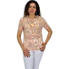 Kadın Kısa Kol Baskılı Bluz BGL-ST04703
