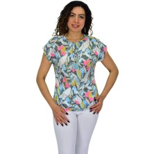 Kadın Kısa Kol Baskılı Bluz BGL-ST04704