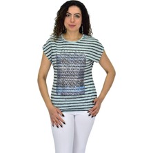 Kadın Kısa Kol Baskılı Bluz BGL-ST04707