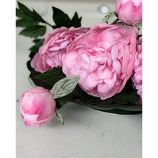 Yapay Çiçek Çift Dallı ve Tomurcuklu Islak Dokulu Pembe Şakayık