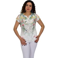 Kadın Kısa Kol Baskılı Bluz BGL-ST04691