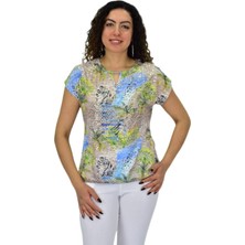 Kadın Kısa Kol Baskılı Bluz BGL-ST04690