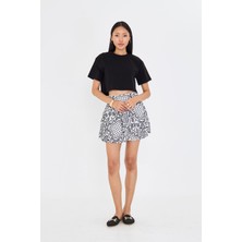 Bisiklet Yaka Crop T-Shirt