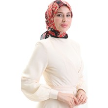 Sefa Merve Karaca Desenli Kupra Eşarp 81090-03 Siyah Bordo