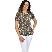 Kadın Kısa Kol Baskılı Bluz BGL-ST04698