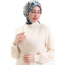 Sefa Merve Karaca Desenli Kupra Eşarp 81090-09 Lacivert Mavi