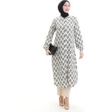 Sefa Merve Boydan Düğmeli Uzun Tunik 0092-05 Bej