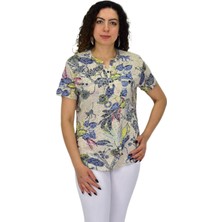 Kadın Kısa Kol Baskılı Cepli Bluz BGL-ST04699