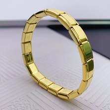 Çelik Bileklik Italyan Charm Yazısız Model Unisex Erkek Kadın 3 mm 18 cm Altın Sarısı Gold