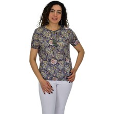 Kadın Kısa Kol Baskılı Bluz BGL-ST04689