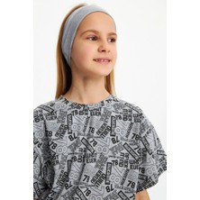 Kız %100 Pamuklu Penye T-Shirt Bandana 2\'li Takım Spor Rahat Best Of Koleksiyonu