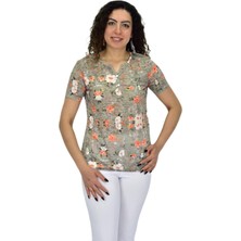 Kadın Kısa Kol Baskılı Bluz BGL-ST04688