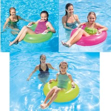 intex Çocuk Simit Şişme Havuz ve Deniz Yüzme Simidi Tutmaçlı Parlak Şişme Simit 76 cm 8 +Yaş M-59258
