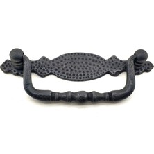 Antika Tarz Dekoratif Pirinç Dövme Sallantı Kapı Kulbu - 43X118 Mm, Oksit