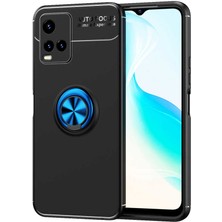 Spia Vivo Y21S Kılıf Siyah-Mavi Draco Yüzüklü Silikon Orijinal Esnek Ince Geliştirilmiş Dayanıklı Darbe Karşıtı Koruyucu Yeni Nesil Tasarım (Vivo Y21S, Siyah-Mavi)