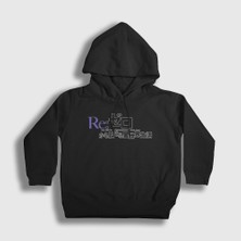 Presmono Unisex Çocuk Siyah Logo Anime Re Zero Kapüşonlu Sweatshirt