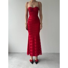 Kalp Yaka Dantel Askılı Juana Elbise