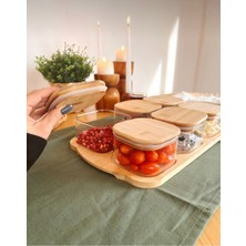 Elite Ekinci Home Mien 6'lı Vakumlu Bambu Kapak Borosilikat Cam Kahvaltılık 1 Adet