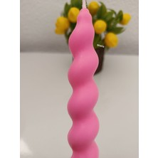 Qosrix Pudra Pembe Italyan Burgulu Şamdan Soya Mumu Doğal Kokulu Uzun Çubuk Konik Burgu Spiral Mum