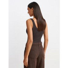 21053 Askılı Bodysuit-Koyu Kahve