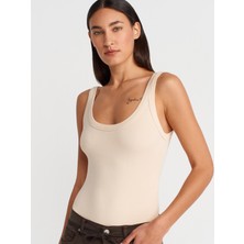 21053 Askılı Bodysuit-Taş