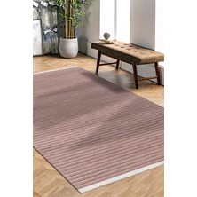 Dekozer Lidya Bej/Füme Pamuk Dokuma Yumuşak Halı | Kaymaz Tabanlı, Yıkanabilen Modern Tasarımlı Kilim