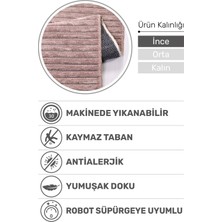 Dekozer Lidya Bej/Füme Pamuk Dokuma Yumuşak Halı | Kaymaz Tabanlı, Yıkanabilen Modern Tasarımlı Kilim