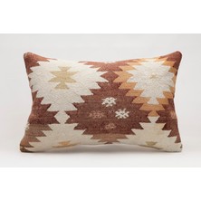 El Yapımı Kilimden Yapılmış Vintage Kırlent Kılıfı, Yün, 40X60 cm