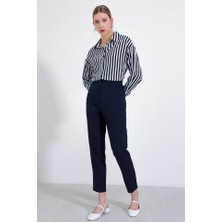 Deridün Yıldız Shoes Lacivert Yüksek Bel Kumaş Pantolon 6650