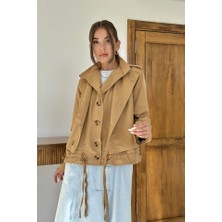 Deridün Yıldız Shoes Camel Çift Katlı Kısa Ceket