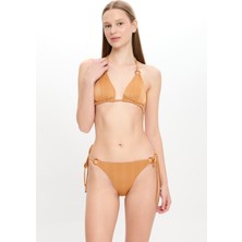 Kadın Ten Rengi Simli Küçük Üçgen Bikini Takımı 25SW030ST